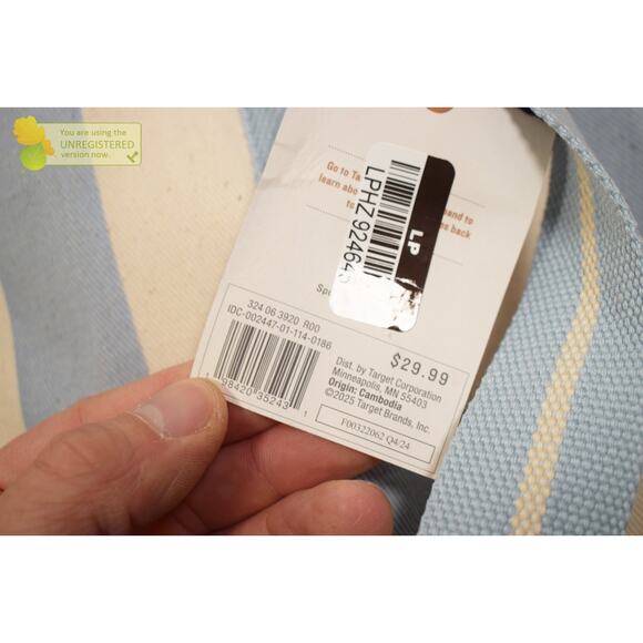 Hearth & Hand with Magnolia Cross Stripe Carry-All Tote Blue/Natural 22x8x16 - Picture 7 of 7